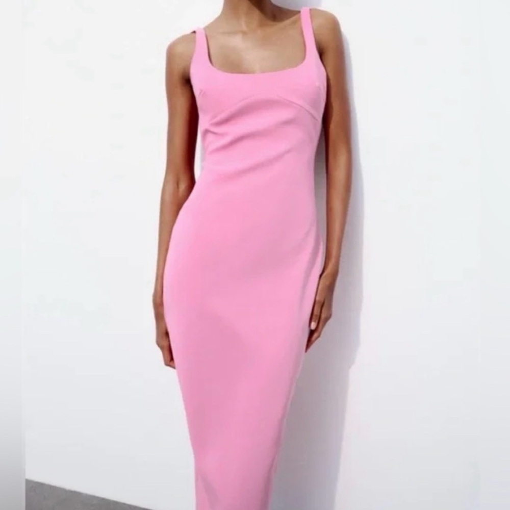 Zara Pink Slim Midi Dress